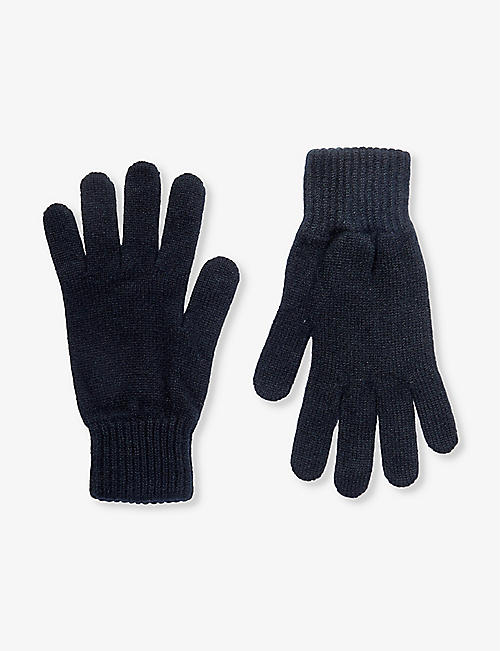 JOHNSTONS: Ribbed-cuff knitted cashmere gloves