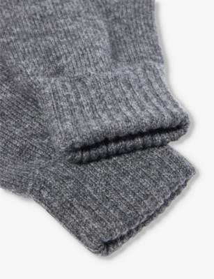 Johnstons Mens Sfa Mid Grey Ribbed Brushed-texture Cashmere Gloves In Sfa Mid Grey