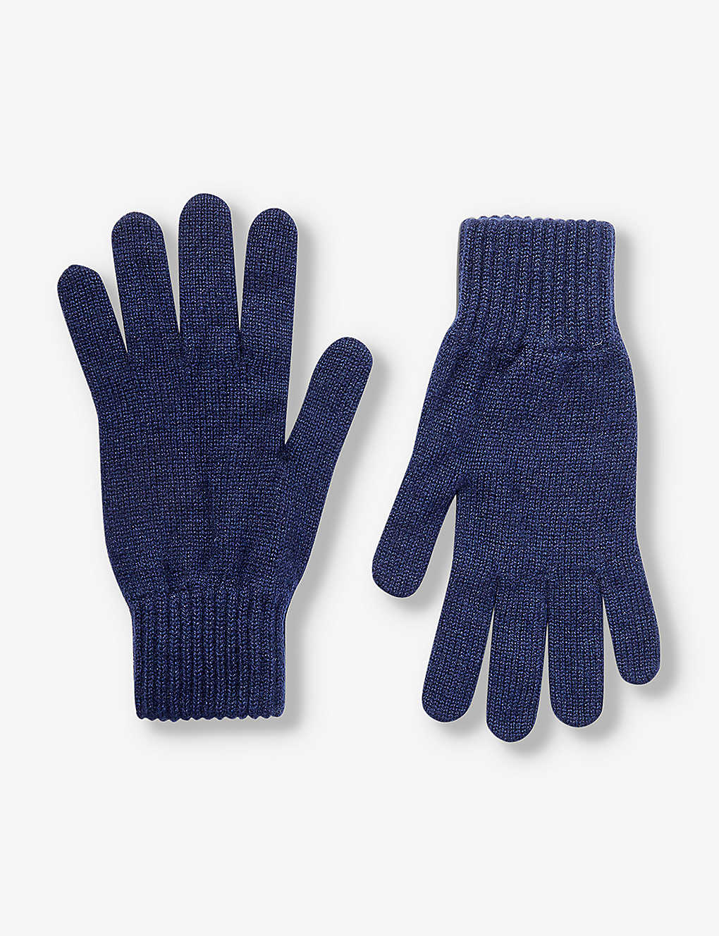 Johnstons Mens Navy Ribbed-cuff Knitted Cashmere Gloves