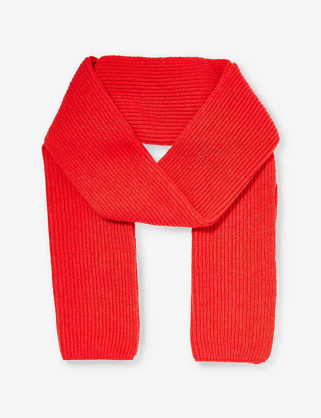 Johnstons Mens Orkney Red Ribbed Cashmere Scarf