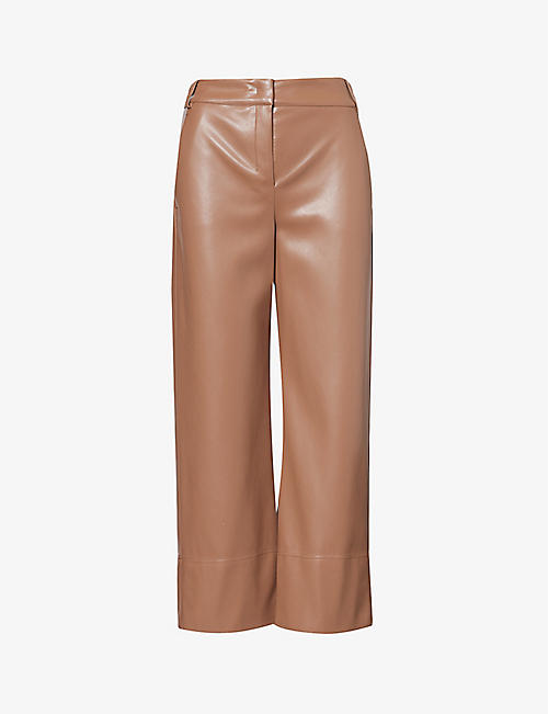 S MAX MARA: Soprano wide-leg mid-rise faux-leather trousers