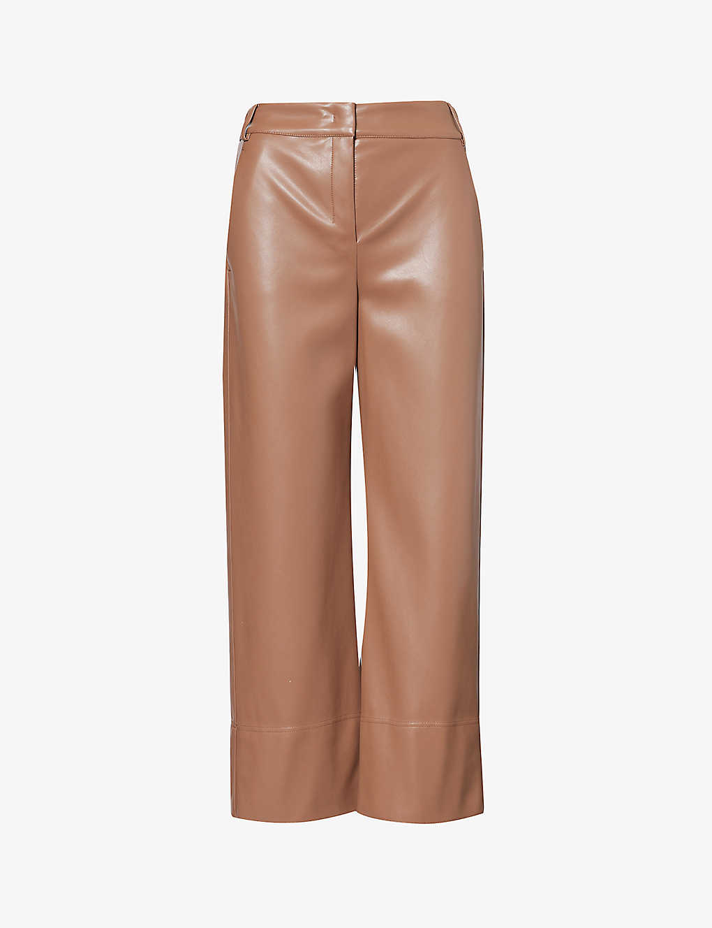 Shop 's Max Mara S Max Mara Women's Hazelnut Brown Soprano Wide-leg Mid-rise Faux-leather Trousers
