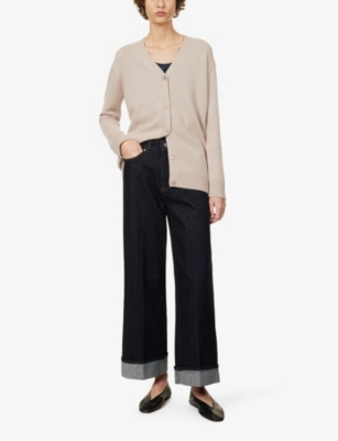 Shop 's Max Mara Jane V-neck Wool And Cashmere-blend Cardigan In Brown