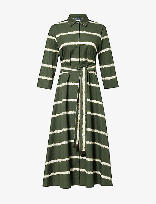 S MAX MARA: Olanda abstract-pattern cotton midi dress