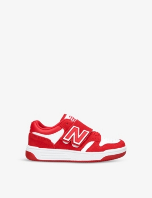 NEW BALANCE NEW BALANCE BOYS RED KIDS 480 LOGO-EMBROIDERED LOW-TOP LEATHER TRAINERS 6-8 YEARS