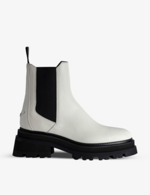 Zadig & Voltaire Ride Ankle Leather Boots In White