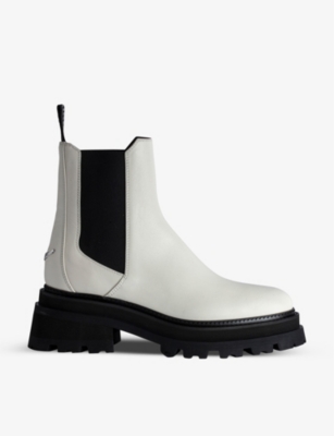 ZADIG & VOLTAIRE ZADIG&VOLTAIRE WOMENS ICE RIDE LOGO-PLAQUE LEATHER CHELSEA BOOTS