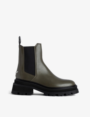 ZADIG & VOLTAIRE ZADIG&VOLTAIRE WOMENS MILITARY RIDE LOGO-PLAQUE LEATHER CHELSEA BOOTS
