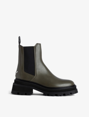 Zadig & Voltaire 65mm Leather Ankle Boots In Green