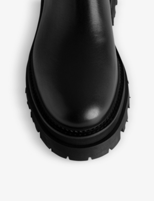 Shop Zadig & Voltaire Zadig&voltaire Womens Noir Ride Logo-plaque Leather Chelsea Boots