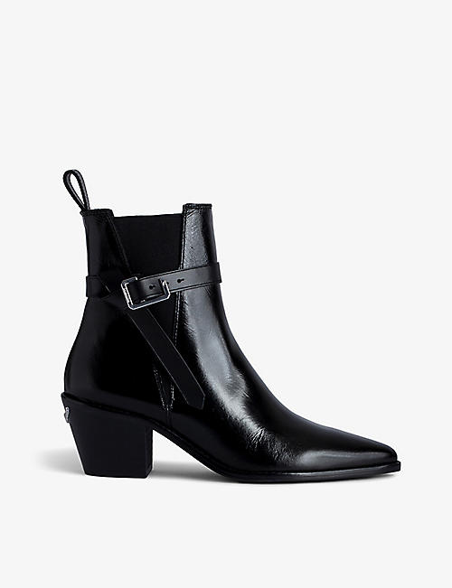 ZADIG&VOLTAIRE: Tyler buckle-embellished leather ankle boots