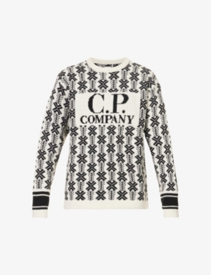 C.p. Company Intarsia-knit Logo Virgin-wool Sweater In Var.01