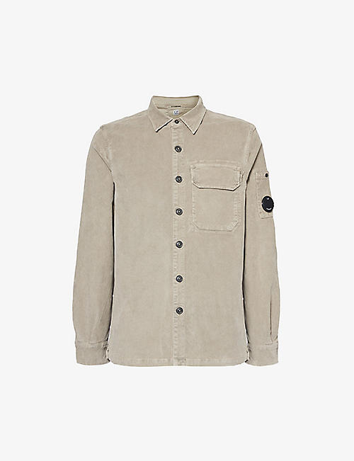 CP COMPANY: Lens-compartment long-sleeved cotton-blend shirt
