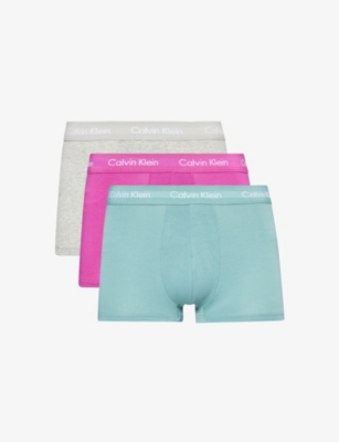 CALVIN KLEIN: Branded-waistband low-rise pack of three stretch-cotton trunks