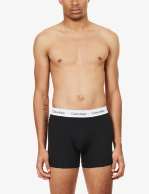 Calvin Klein Mens Multi Branded-waistband Mid-rise Pack Of Three Stretch-cotton Trunks In Multi-coloured