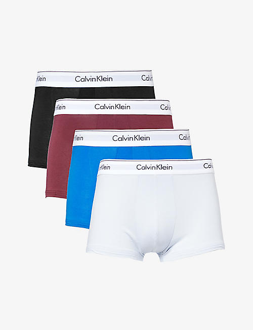 CALVIN KLEIN: Branded-waistband pack of five stretch-cotton trunks