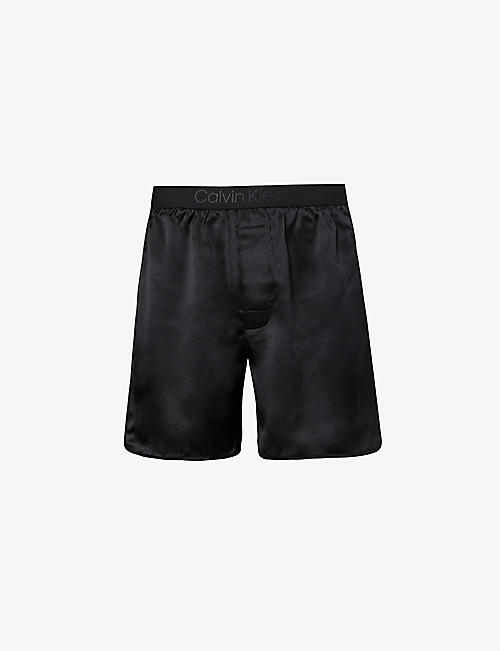 CALVIN KLEIN: Branded-waistband mid-rise silk boxers