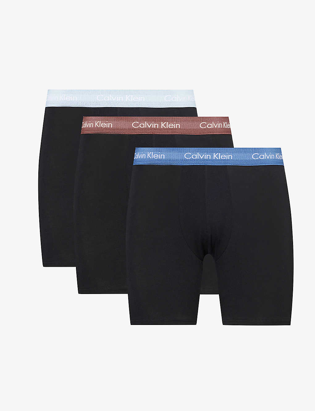 Calvin Klein Mens Black Multi Branded-waistband Pack Of Three Stretch-cotton Boxers