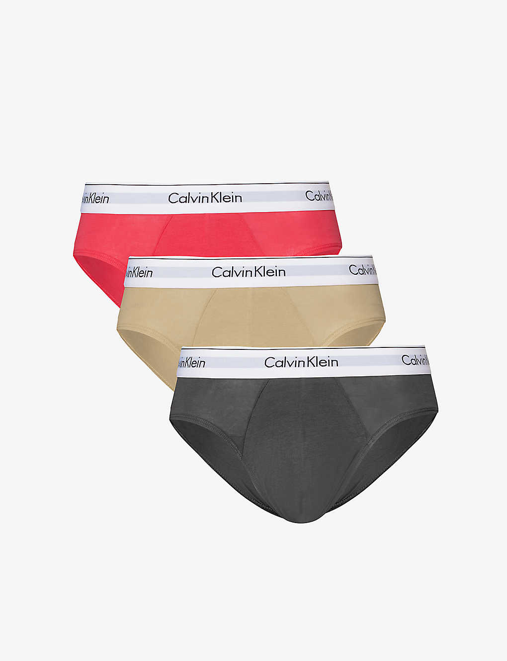 Calvin Klein Mens Multi Branded-waistband Pack Of Three Stretch-cotton Briefs In Multi-coloured