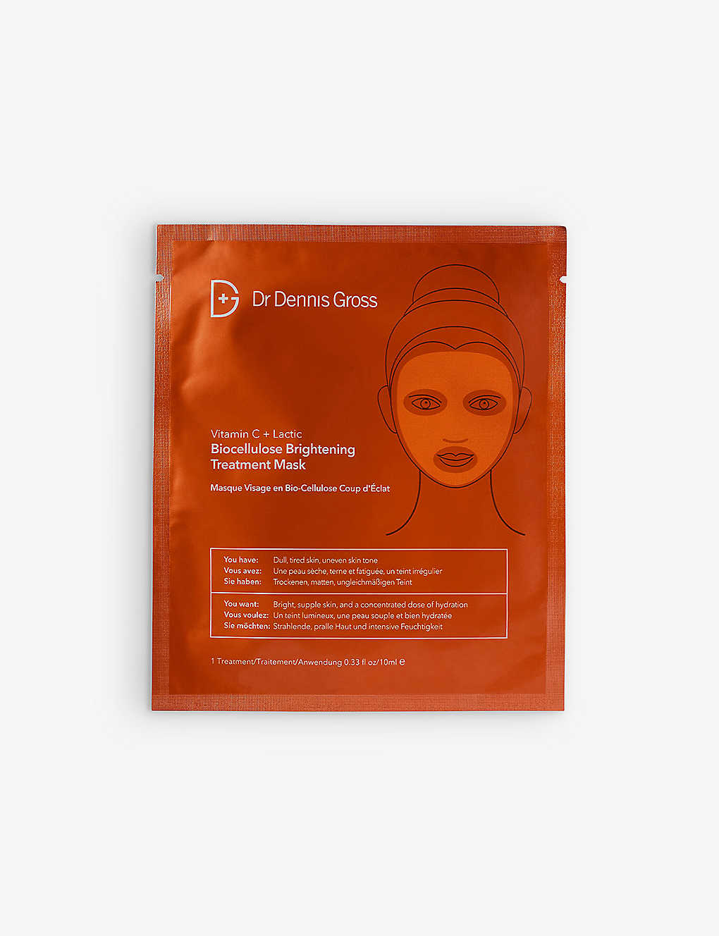 Dr Dennis Gross Skincare Vitamin C Lactic Biocellulose Brightening Treatment Mask