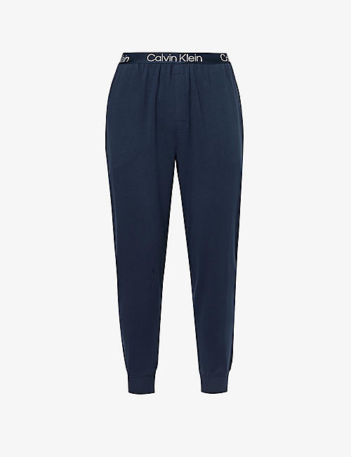 CALVIN KLEIN: Branded-waistband tapered-leg stretch cotton-blend jogging bottoms