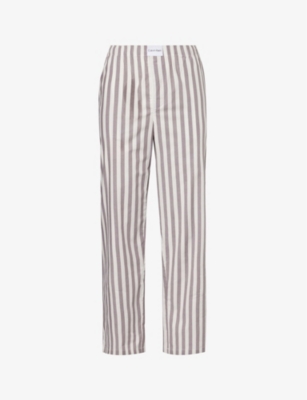 CALVIN KLEIN: Logo-patch striped straight-leg stretch-cotton pyjama bottoms