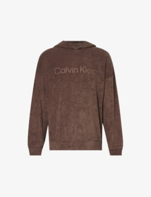 Calvin Klein Mens Deep Mahogany Lounge Logo-print Cotton-blend Hoody