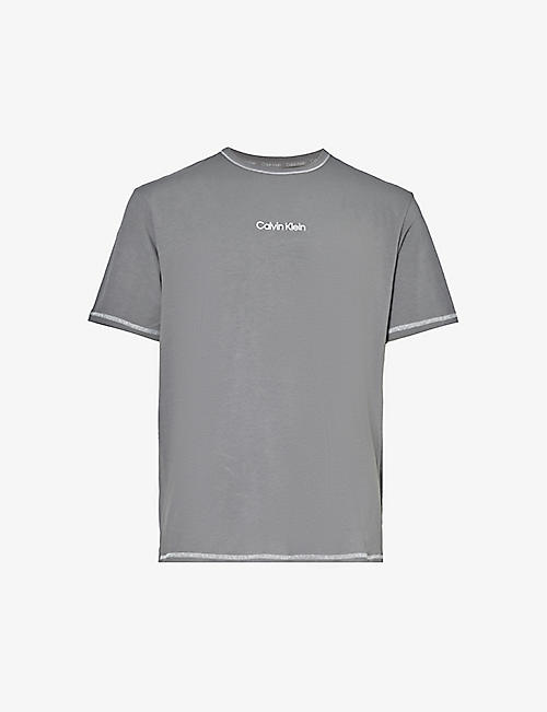 CALVIN KLEIN: Crewneck ribbed-trim recycled cotton-blend T-shirt