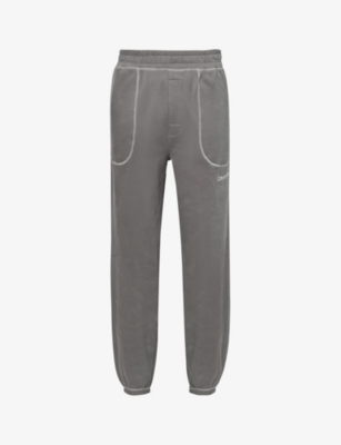 Calvin Klein Mens Charcoal Grey Lounge Brand-embroidered Cotton-jersey Jogging Bottoms In Grey