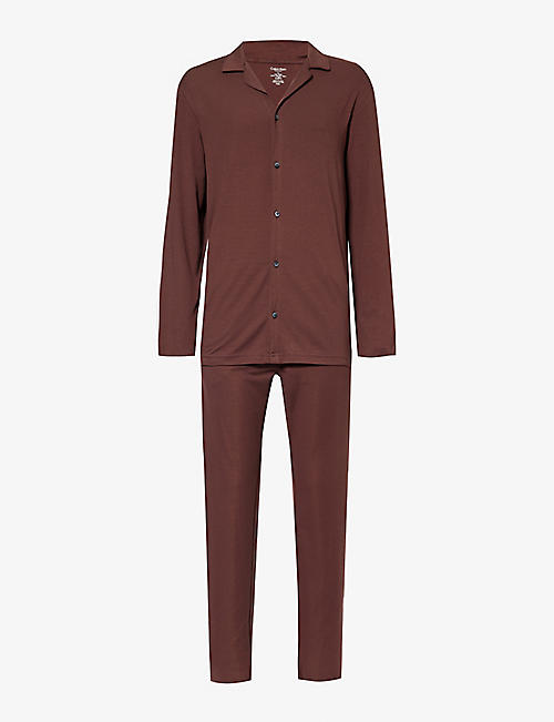 CALVIN KLEIN: Camp-collar relaxed-fit stretch cotton-blend pyjama set