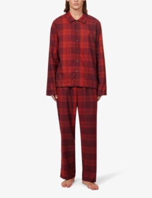 Shop Calvin Klein Men's Gradient Check Red Checked Regular-fit Stretch-cotton Pyjama Set