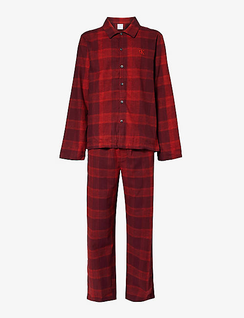 CALVIN KLEIN: Checked regular-fit stretch-cotton pyjama set