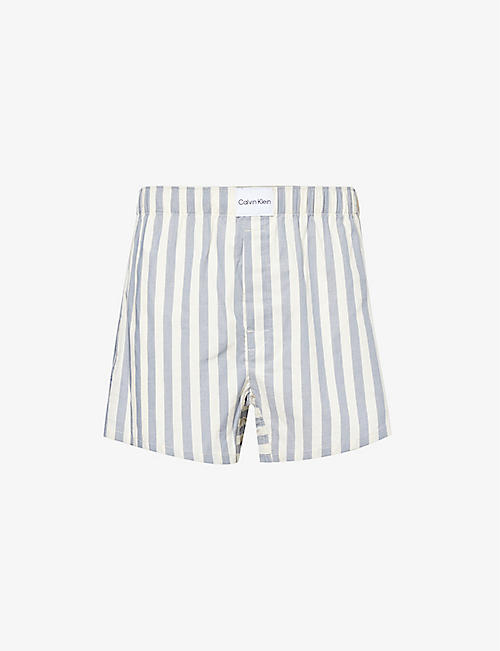 CALVIN KLEIN: Stripe-pattern elasticated-waistband recycled cotton-blend T-shirt