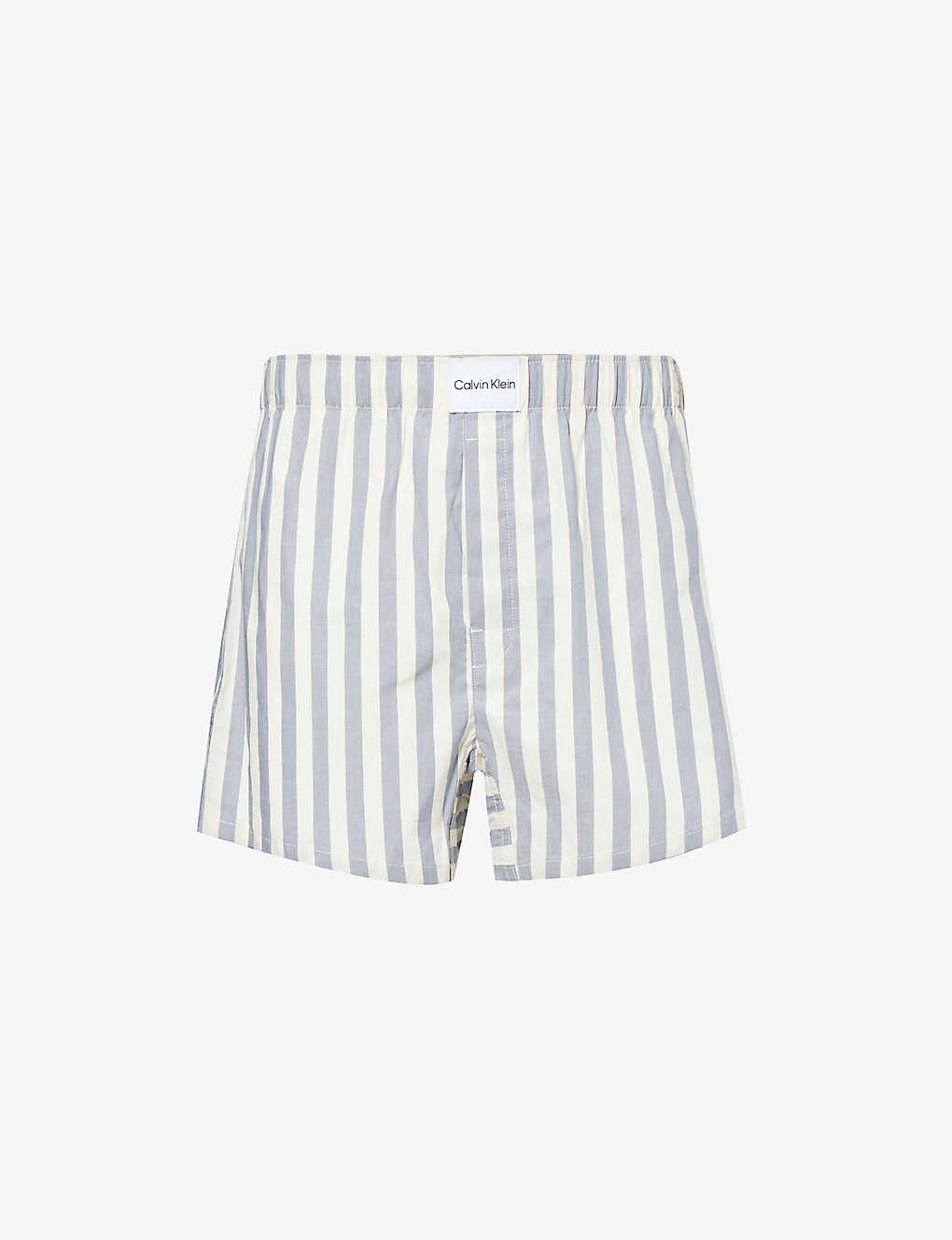 Calvin Klein Mens Chambray Stripe Stripe-pattern Elasticated-waistband Recycled Cotton-blend T-shirt