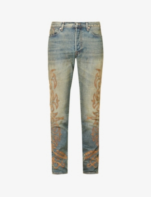 LEVIS Levi's x DENIM TEARS 501 embroidered regular-fit straight-leg  denim-blend jeans