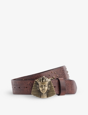 LEVIS Levi's x DENIM TEARS Tracy’s King Tut pharaoh-buckle grained-leather  belt