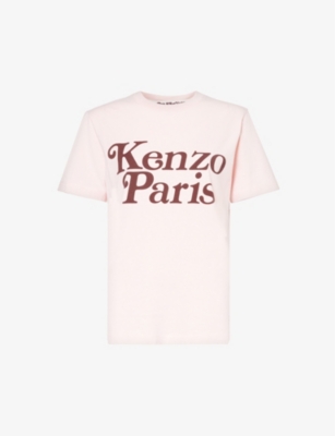 Shop Kenzo Women's Faded Pink X Verdy Brand-print Cotton-jersey T-shirt