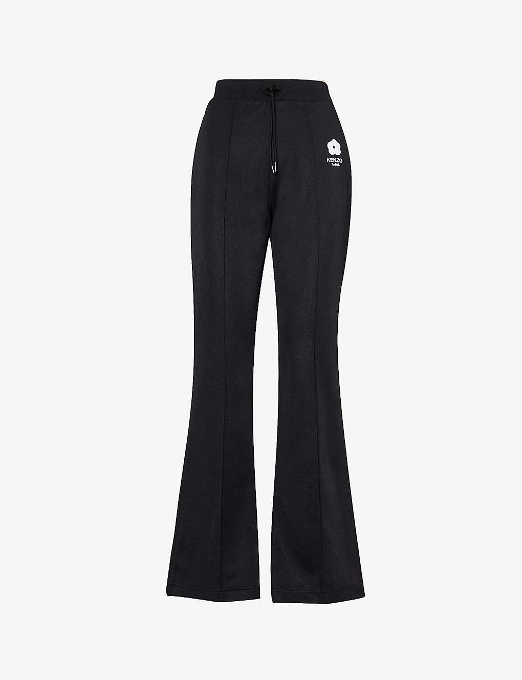 Kenzo Womens Black Flare-leg Mid-rise Stretch-woven Trousers