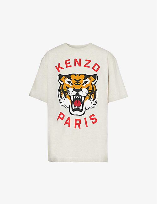 KENZO：Lucky Tiger 品牌印花平纹针织棉 T 恤