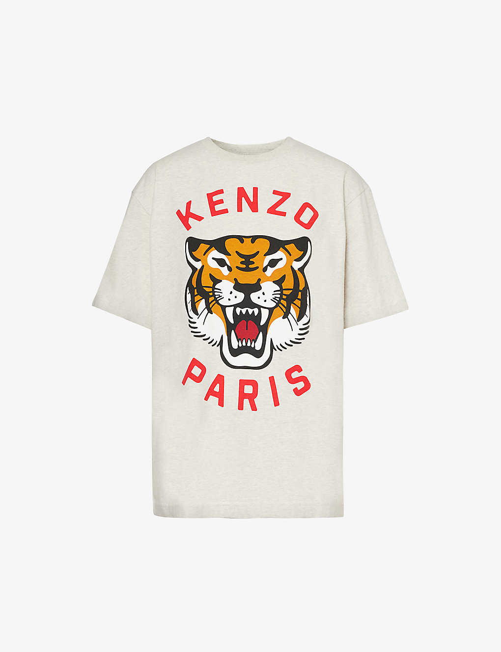 Kenzo Womens Pale Grey Lucky Tiger Brand-print Cotton-jersey T-shirt