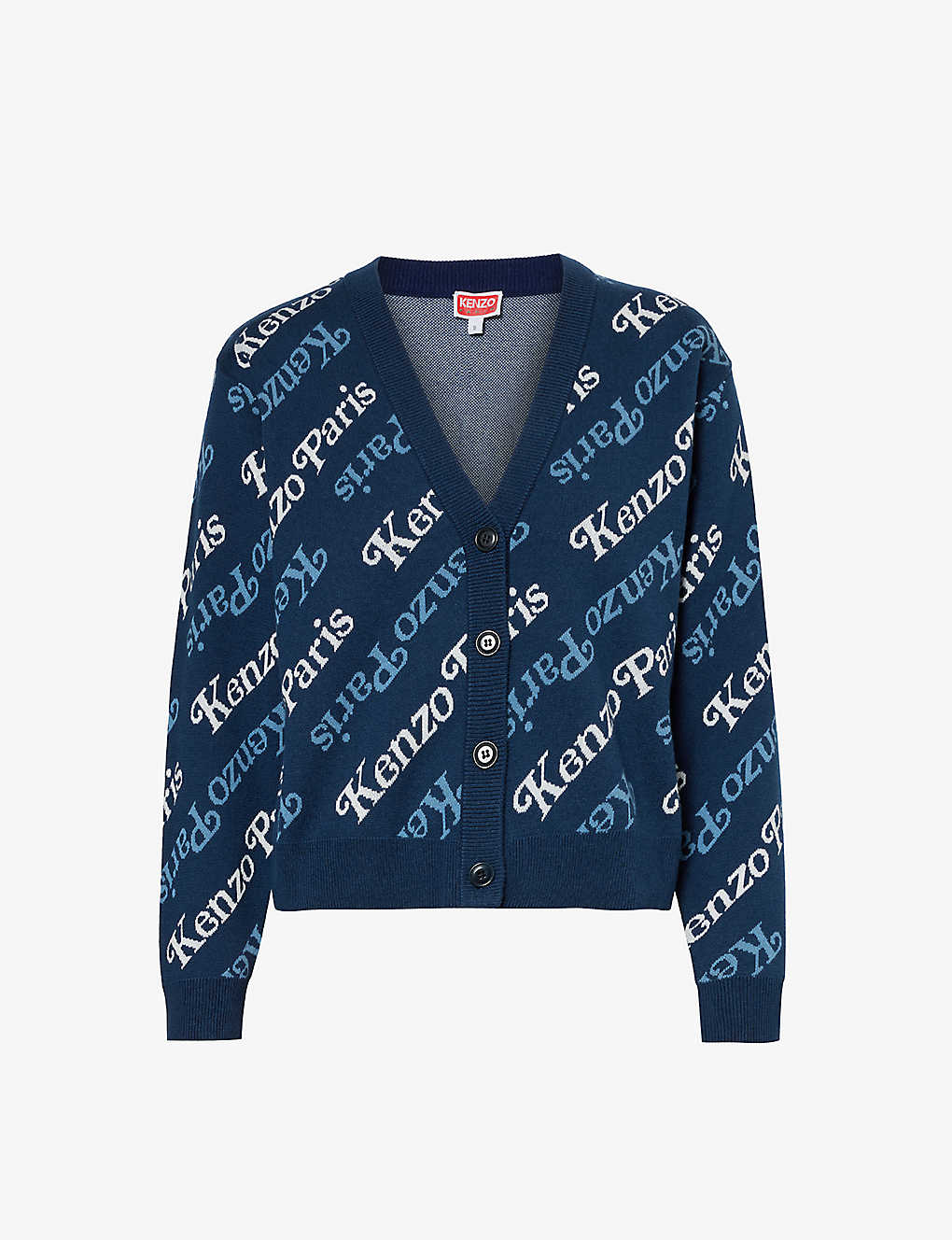 Shop Kenzo X Verdy Graphic-print Cotton-blend Cardigan In Blue