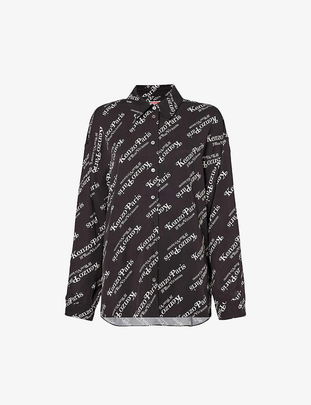 Kenzo Womens Black X Verdy Graphic-print Boxy-fit Cotton Shirt