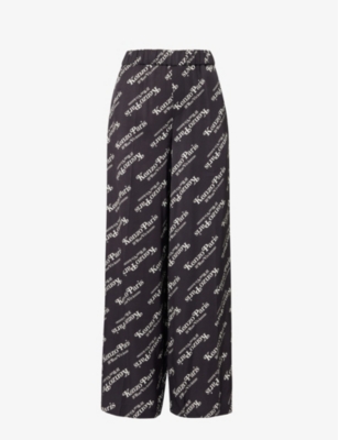 Shop Kenzo X Verdy Brand-print Pyjama Bottoms In Black