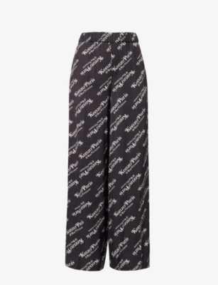 Shop Kenzo Women's Black X Verdy Brand-print Pyjama Bottoms