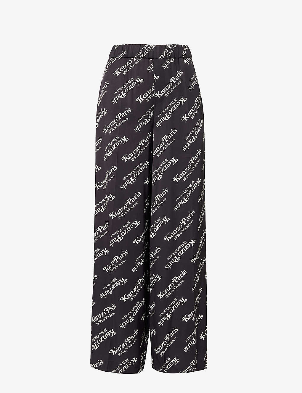 Shop Kenzo Women's Black X Verdy Brand-print Pyjama Bottoms