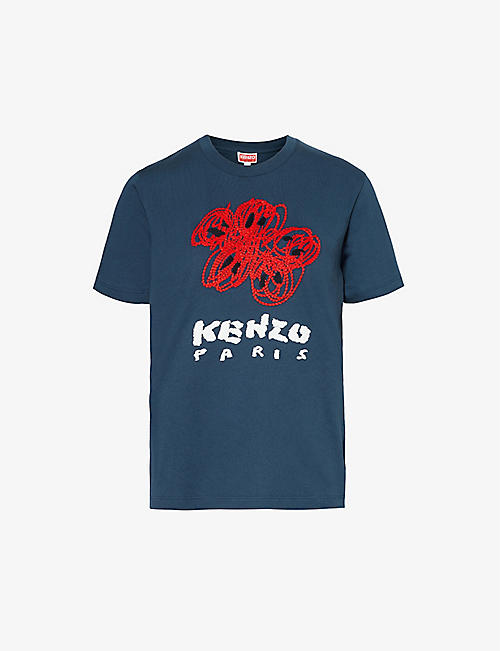KENZO: Varsity logo-embroidered cotton-jersey T-shirt