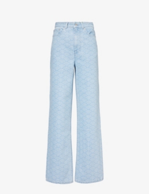 KENZO: Seigaiha Ayame straight-leg mid-rise printed jeans