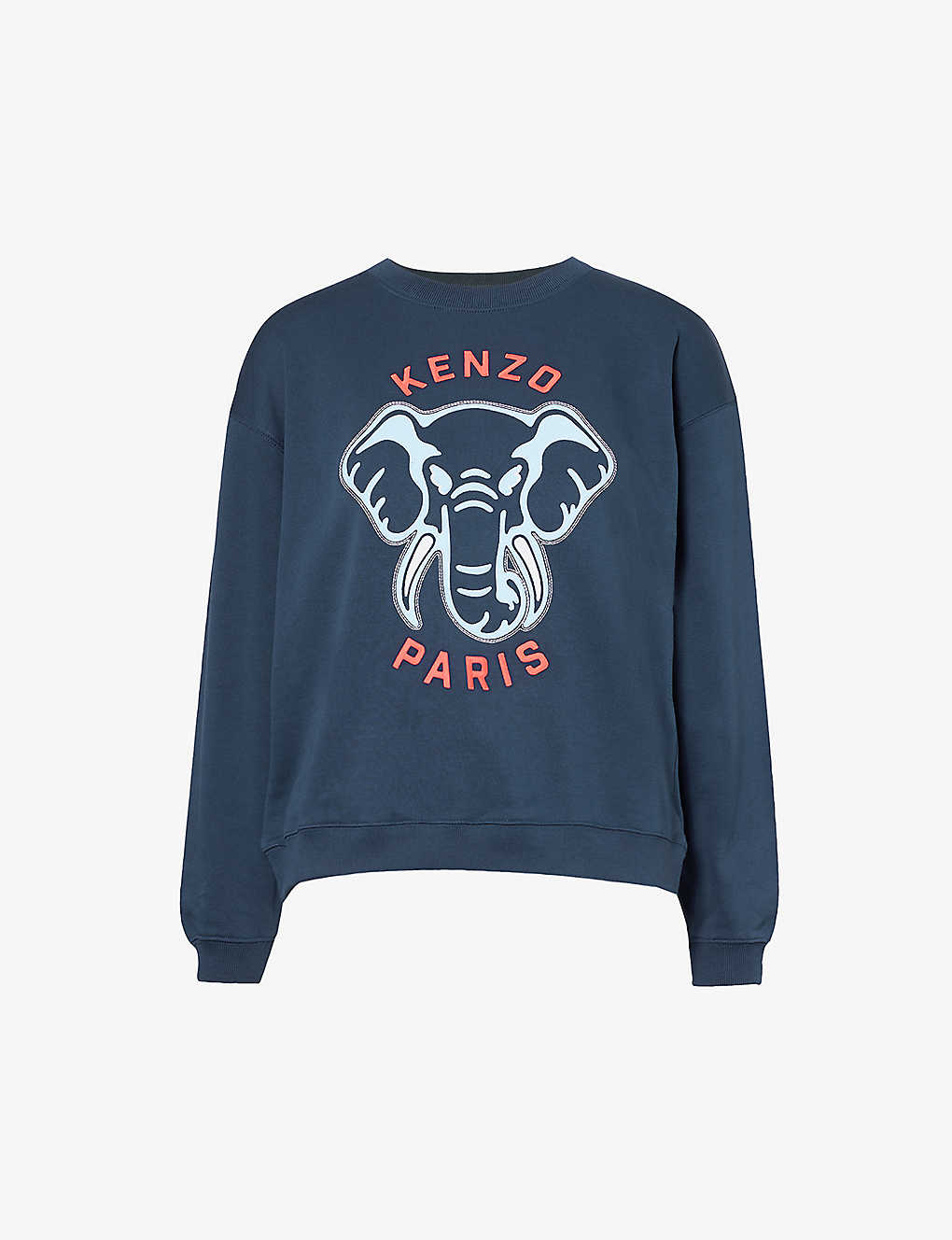 Shop Kenzo Womens Midnight Blue Elephant Graphic-print Cotton Sweatshirt