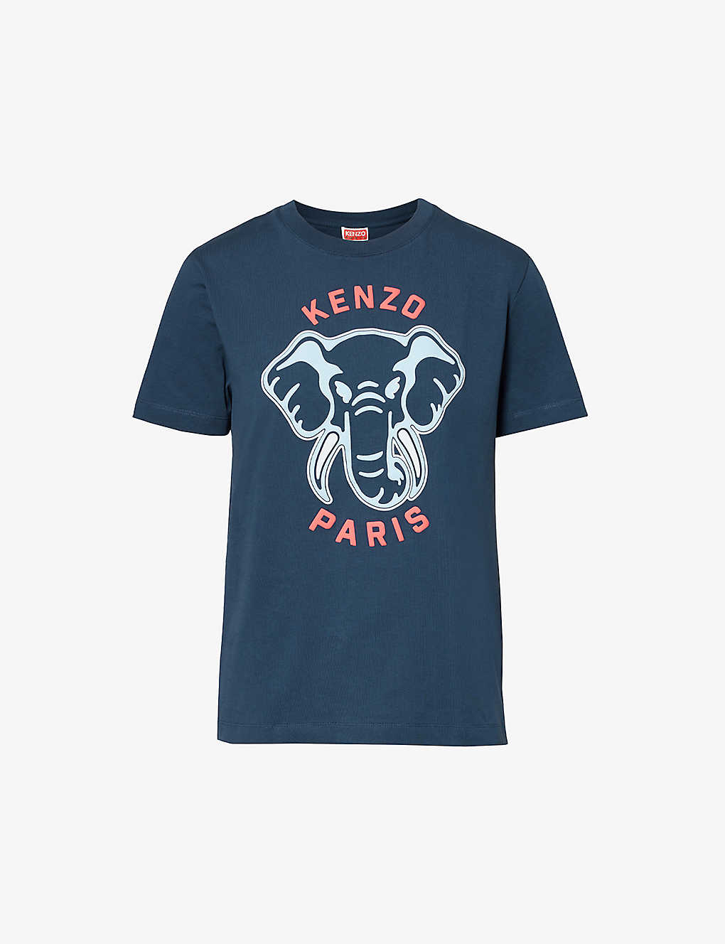 Kenzo Womens Midnight Blue Elephant Graphic-print Regular-fit Cotton-jersey T-shirt