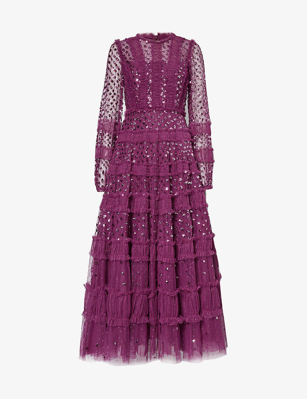 NEEDLE & THREAD NEEDLE AND THREAD WOMEN'S PLUM SHIMMER SEQUIN-EMBELLISHED RECYCLED-POLYESTER MAXI DRESS